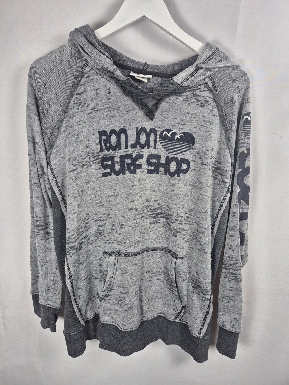 VTG Ron Jon Heather Gray Crewneck Surf Shop Hoodie Size Xl